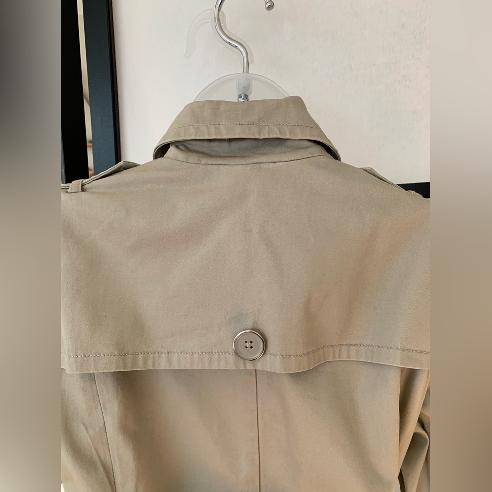 Joan Rivers (QVC) Double Breasted Short Trench Coat ~ Khaki Cotton ~ Size M - Picture 5 of 16
